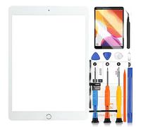 Kit de réparation d'écran tactile pour iPad 10,2" 2021 pour iPad 9 9ème génération A2602 A2603 A2604 A2605 avec bouton Home + outils + film protecteur (blanc)