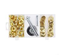 Kit de réparation d'œillets de bâche en laiton 103 pièces avec 50 œillets, 50 rondelles et outils d'installation pour une utilisation avec tentes, sacs de couchage, bâches, auvents et auvents