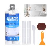 Kit de réparation en céramique pour lavabos, baignoires, émail, blanc, pâte de réparation pour carrelage en porcelaine, pour fissures, fissures et trous sur la salle de bain 100 g