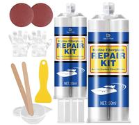 Kit de réparation fibre de verre pour bateau - 100ml Fibre de verre transparente, Résine époxy d'entretien pour navires & bateaux - Kit fibre de verre rapide pour réparer rayures, fissures