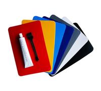 Kit de réparation gonflable Kit de réparation PVC 30 ml adhésif fort, 6 patchs couleurs aléatoires et brosse pour kayaks, matelas pneumatiques, planches à pagaie et piscines gonflables, PVC, kayak