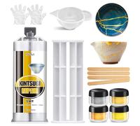 Kit de réparation Kintsugi, Colle dorée alimentaire 50ml - Colle porcelaine & céramique, répare céramique cassée, porcelaine et verre - Idéale pour les débutants, inspirée de l'art japonais Kintsugi