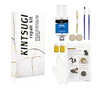 Kit de réparation Kintsugi doré japonais pour améliorer votre céramique, réparer votre poterie significative avec de la poudre d'or moyenne, parfait pour les débutants pour restaurer des cadeaux