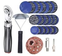 Kit de Réparation Pneu avec Rouleau, Grattoir et Rustines Caoutchouc Naturel - Outil Anticrevaison pour Voiture, Camion, Vélo, Moto