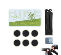 Kit de Réparation Pneu Vélo 9 Pièces - Rustine Chambre à Air Autocollante Sans Colle pour VTT, Vélo de Route et Ville - Kit Crevaison Rapide avec Démonte-Pneu et Râpe Métallique