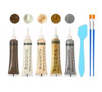 Kit de réparation pour bois 5 couleurs - Kit de réparation de parquet - Avec tige de mélange et 2 pinceaux - Kit de réparation pour bois, rayures, fissures, décolorations pour armoire en bois, sol
