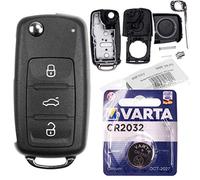 Kit de réparation pour clé de Voiture Repair avec 3 Boutons + Lame Vierge + Batterie compatible avec VW Golf UP Polo T5 Caddy Tiguan Beetle EOS Jetta