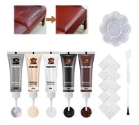 Kit de Réparation pour Cuir, 5 Couleurs Réparation pour Cuir Liquide, Pâte Réparatrice Cuir, Kit Rénovation Cuir, Creme Reparatrice