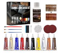Kit de Réparation pour Cuir Liquide, Kit de Réparation pour Cuir, 10 Couleurs Pâte Réparatrice Cuir, Kit de Réparation Cuir et Vinyle Répare déchirures, Trous, Rayures et écaillages sur Meubles