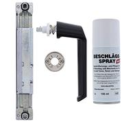 Kit de réparation pour fenêtre en métal avec chambre Schüco Transmission 23er, rosace et poignée à douille avec ferrures ToniTec® Spray, noir