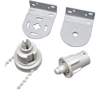 Kit de réparation pour store enrouleur avec supports blancs résistants, chaîne à perles et matériel de montage pour tubes de 28 mm/32 mm, options de fixation latérale ou frontale, kit de sécurité