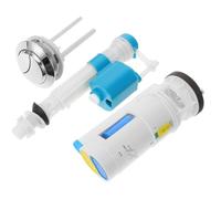 Kit de Réparation Toilettes Double Chasse, Vanne Réglable, Bouton Chrome | ABS, Trou D’évacuation 3 Pouces, Montage, Tube et Vis Inclus, pour Réservoirs Anciens