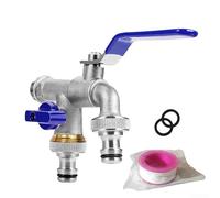 Kit de répartiteur d'eau horticole en cuivre avec deux sorties | Adaptateur de robinet de jardin en laiton 1/2 pouce pour systèmes d'irrigation | Machines à laver et lave-auto | Pour (bleu)