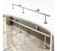 Kit de Repose-Pieds de Bar 1-6m, Acier Inoxydable 304 Finition Satinée, avec Tube, Supports Muraux, Embouts et Connecteur Interne, pour Bar de Maison, Cuisine(Silver,3.0m/9.8ft)