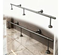 Kit de Repose-Pieds de Bar 1-6m, Acier Inoxydable 304 Finition Satinée, avec Tube, Supports Muraux, Embouts et Connecteur Interne, pour Bar de Maison, Cuisine(Black,4.1m/13.5ft)