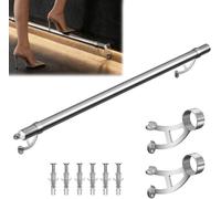 Kit De Repose-Pieds Pour Bar En Acier Inoxydable 304, Supports De Repose-Pieds Argentés Avec Connecteur Interne Et Embouts, Fixation Combinée Sous Plan,Argent,260cm/8.5ft