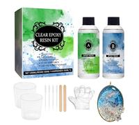 Kit de résine 2 x 3 oz - Durcisseur époxy transparent haute brillance, kit anti-jaunissement, formule auto-nivelante, bois de réparation de bijoux d'art, résine époxy 100 m, tasses, gants, bâtonnets