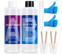 Kit de résine époxy avec durcisseur - Kit pour débutants - Transparent - Résine époxy avec bâtons,verre doseur,compte-gouttes,gants