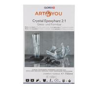 Kit de résine époxy GLOREX Crystal 2:1, 8 pièces, 750 ml | Pour les projets de moulage à haute brillance dans l'artisanat d'art, la joaillerie et la fabrication de moules, 6 2101 543