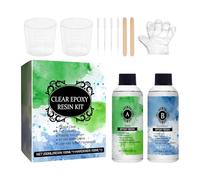 Kit de résine époxy transparente - Ensemble de résine AB transparente pour loisirs créatifs, résine époxy résistante au jaunissement pour débutants avec gants, tasses à mesurer, compte-gouttes et