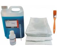 Kit de Résine Polyester 5kg avec 125g de Catalyseur, 5m² de Mat de Verre 300g et Roving 300g - Inclus Pinceau et Pipette - Idéal pour Projets de Réparation et Créations DIY