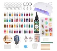 Kit de résine UV avec lampe pour débutants en création DIY, kit de fabrication de bijoux en résine avec 100 g de résine UV transparente à faible odeur à durcissement rapide, kit de démarrage en résine