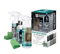 Kit de restauration pour éviers Shieldon Sink Restorer - Système 3 étapes : nettoyant ultra-puissant, détartrant et imperméabilisant - Éviers en composite de quartz et granit, porcelaine et céramique