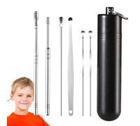 Kit de retrait de cérumen, outil de retrait de cérumen en acier inoxydable, outil de retrait de cérumen, outil de nettoyage d'oreille résistant à l'usure, ensemble de curee-oreille sûr pour adultes