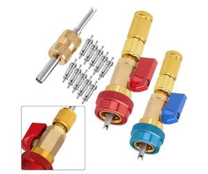 Kit de retrait de noyau de valve AC coupleurs haute basse pression en | Comprend des extracteurs rapides haute et basse pression ainsi qu'un outil à double tête, vous permettant de changer les