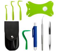 Kit De Retrait De Tiques 8 Pièces Avec Sac De Rangement, Trois Crochets Anti-acariens, Une Pince À Acariens, Une Loupe, Une Pince À Tiques Pour Chiens, Chats Et Enfants,retrait De Tiques Facile Et Sûr