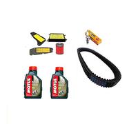 Kit de révision pour Yamaha Majesty 400 2007-2012 comprenant des filtres à huile, de l’huile Motul 5100, une bougie et une courroie