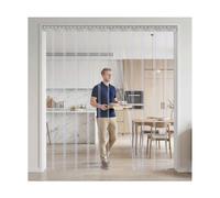Kit de rideaux à bandes en PVC transparent robuste, porte en plastique vinyle de 1,3 mm d'épaisseur, bandes de porte flexibles for le bruit de la chaleur du vent(W120xH280cm/W47.24xH110.2in)