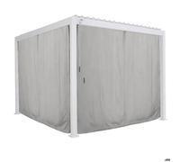 Kit de rideaux, moustiquaires et rails pour pergola bioclimatique ""Evora"" 3,6 x 3,6m Gris clair - Hespéride