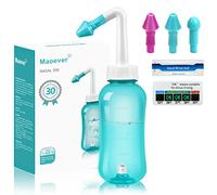 Kit de rinçage nasal, bouteille de lavage nasal pour le nettoyage et l'irrigation nasale, sans BPA, 300 ml, avec 30 sachets de sel de lavage nasal et un thermomètre autocollant (vert)