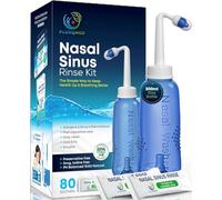 Kit de Rinçage Nasal - Flacon Neti de 300 ml + 80 sachets de solution saline - Système de rinçage des sinus pour adultes et enfants - Lavage nasal naturel, sans médicaments, équilibré en PH pour le