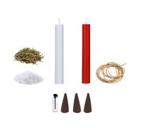 Kit de rituel pour coupe de nœuds, 2 bougies de 11,5 cm, rouge et blanc, corde 120 cm, encens, sel et rue