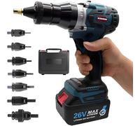 Kit de riveteuse électrique 2 en 1 sans fil pour écrous M3, M4, M5, M6, M8, M10 et M12 - Outil de rivetage portable pour un assemblage facile(1x5200mah)