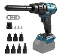 Kit de riveteuse sans fil 2 en 1 pour batterie 18 V Li-Ion, pour rivets 2,4 mm/3,2 mm/4,0 mm/4,8 mm, outil de rivetage sans balais pour chantiers de construction, réparations automobiles et bricoleurs