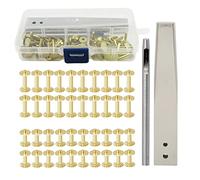 Kit de Rivets et Bavures Cuivre, 40 Ensembles Rivets Laiton Pur, Outil de Pose avec Rondelles pour Ceintures Portefeuilles Sacs Cuir, Fournitures Artisanat Maroquinerie