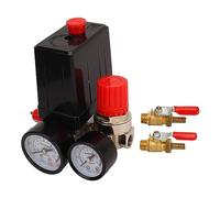 Kit de robinet à tournant sphérique de commande de pressostat de compresseur d'air avec jauge de 180 PSI, ports d'admission et de sortie standard pour systèmes pneumatiques,