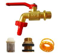 Kit de robinet de baril pluie Kit baril pluie pratique en alliage cuivre avec filtre à joint 3/4 tour à 1/2 seau et ruban d'étanchéité pour réservoirs d'eau