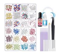 Kit de roche dentaire professionnelle - Kit de pierres précieuses et de colle - Amour coloré - Rondes et plates - Remplissage temporaire - Amélioration cosmétique pour Ri