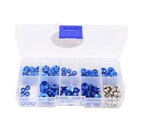Kit de rondelles à vis RC, usinage CNC en alliage d'aluminium, rondelle plate RC, joint de culasse, écrou de rondelle à tête ronde, attaches légères et durables pour voitures RC (Bleue)