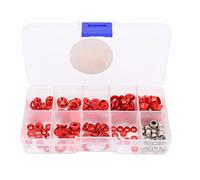 Kit de rondelles à vis RC, usinage CNC en alliage d'aluminium, rondelle plate RC, joint de culasse, écrou de rondelle à tête ronde pour voitures RC 1/10 1/8, léger et durable avec (Rouge)