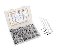 Kit de rondelles d'écrous à vis à tête hexagonale à tête plate M2 M3 M4 M5 de 1220 pièces, kit d'assemblage en acier inoxydable 304 pour projets de bricolage, électronique et