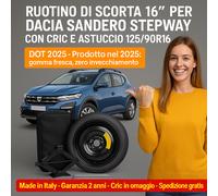 Kit De Roue De Secours Dacia Sandero Stepway 16 4Fentes Cric Étui 125/90 R16