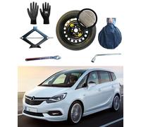 Kit de Roue de Secours Galette 17'' compatible avec Opel Zafira Tourer avec Cric, Clé, Gants et Sac