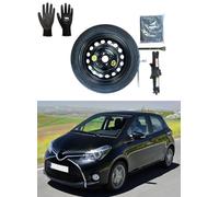 Kit de roue d'escorte 16" compatible avec Toyota Yaris 4 trous (1999-2019) avec Cric, Clé, Gants et Sac