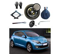 Kit de roue d'escorte 17" compatible avec Renault Megane III avec Cric, Clé, Vis, Gants et Sac