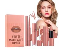 Kit de rouge à lèvres- Combo de couleurs pour les lèvres, texture velours 3X longue durée, formule pigmentée lisse et imperméable, finition mate naturelle | Ensemble de maquillage professionnel